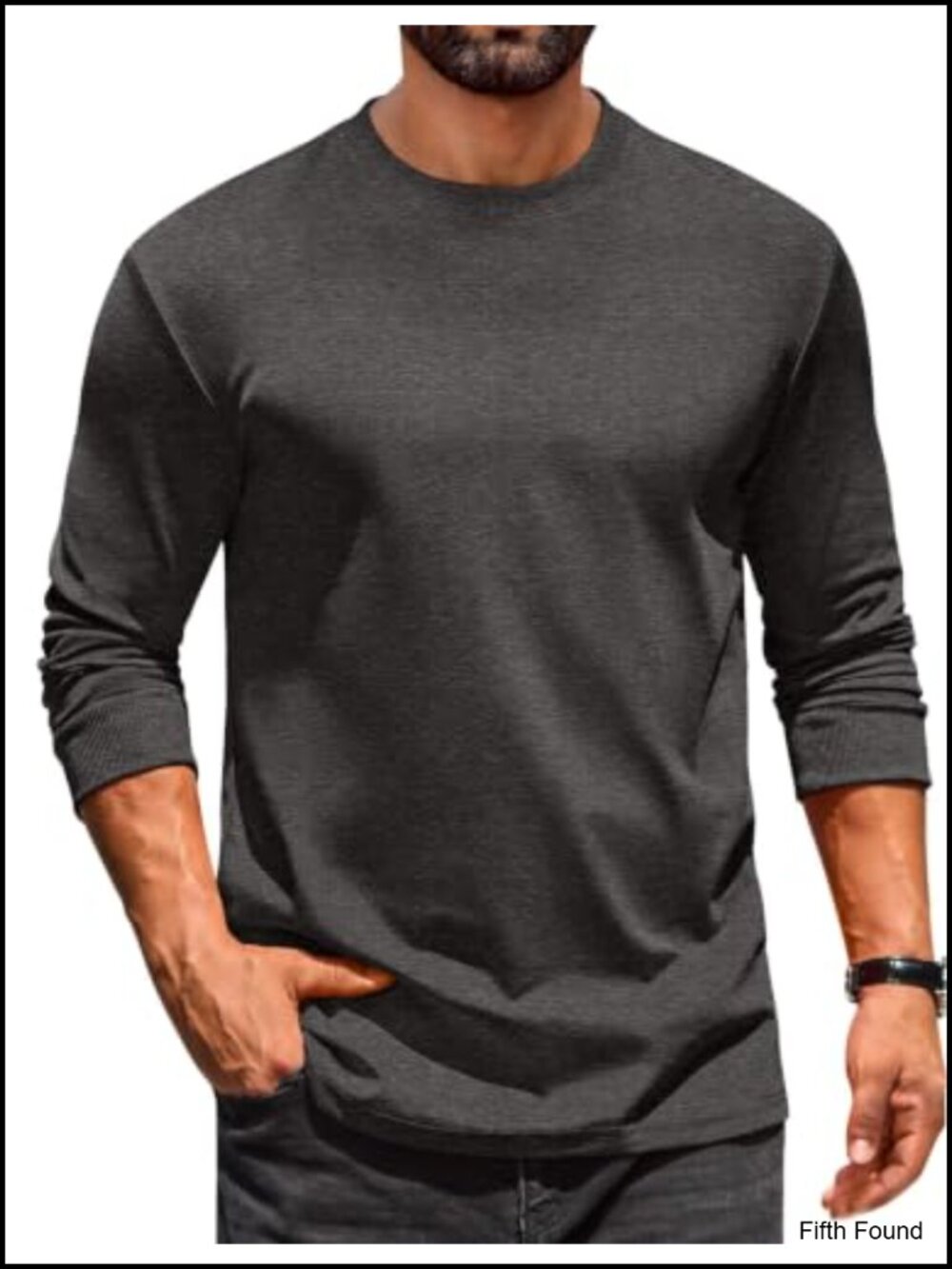 Men's Heavyweight Cotton Blend Long Sleeve Crew Neck Tee